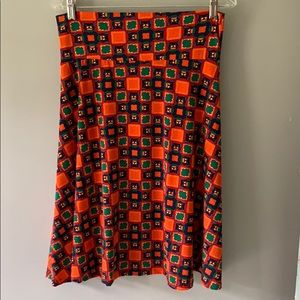 LuLaRoe Madison skirt Sz M NWOT orange blue  print